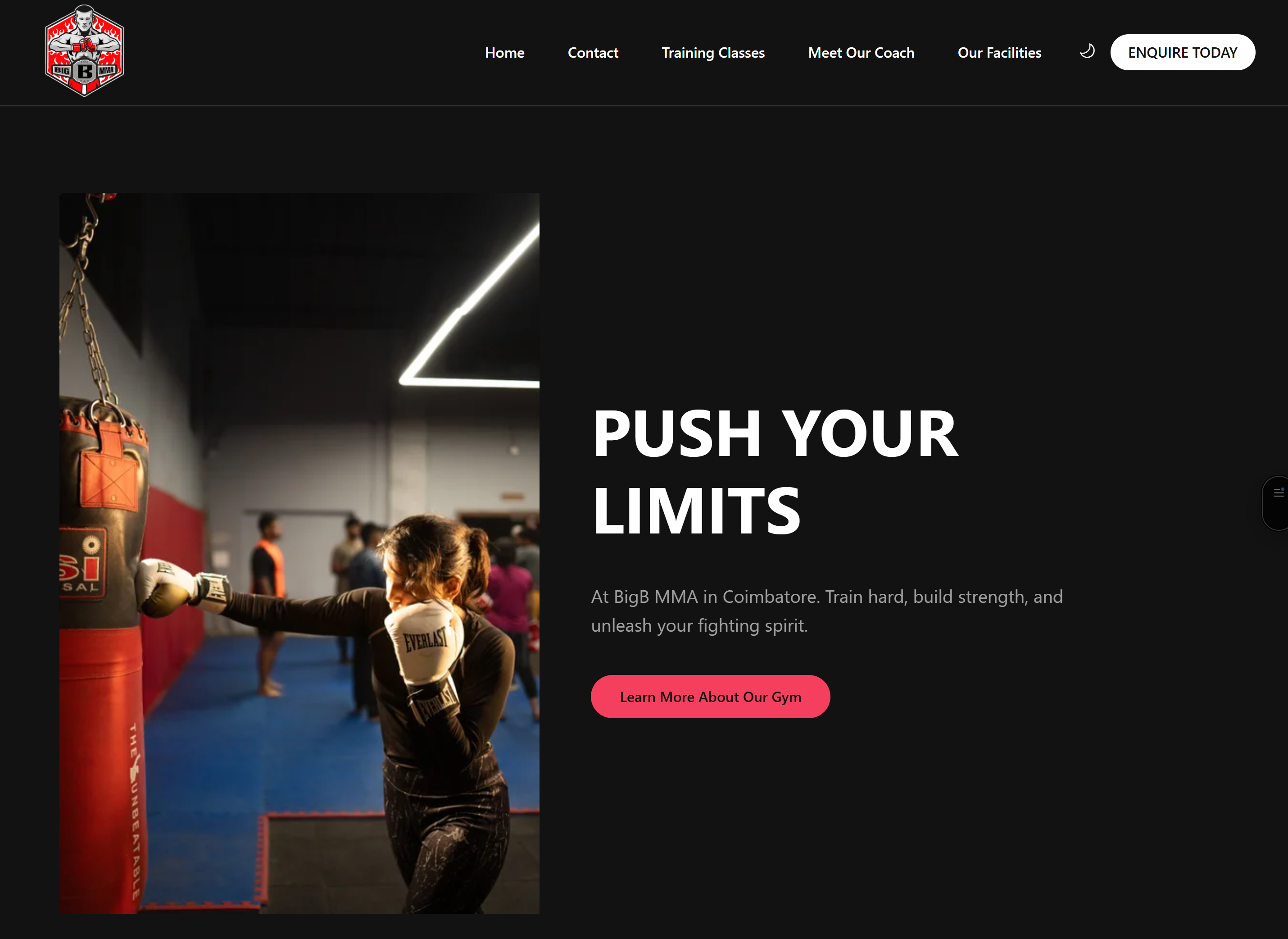 BigB MMA Website Homepage