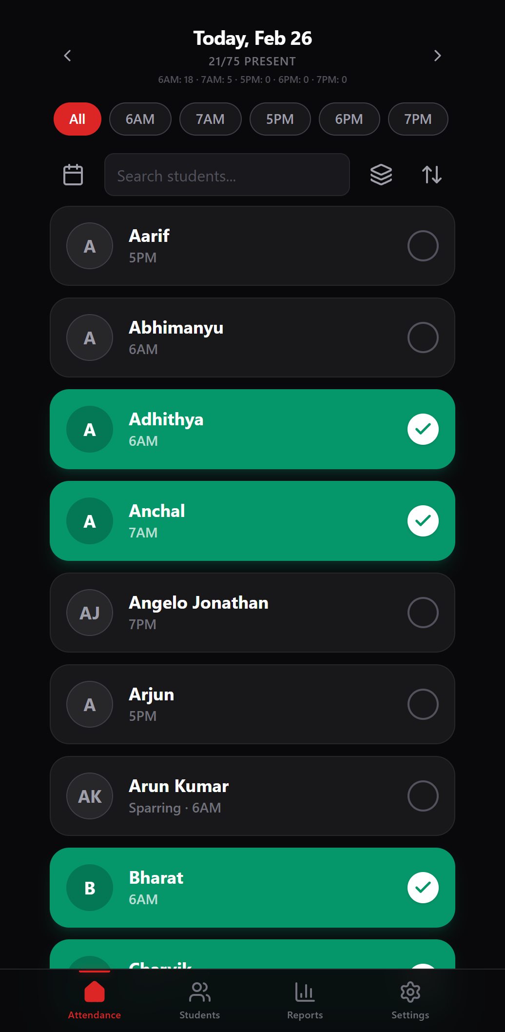 Lethal Kickboxing Academy App Interface